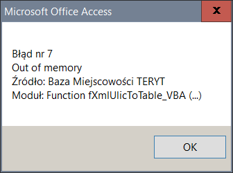 Przepełnienie pamięci  - plik ULIC.xml