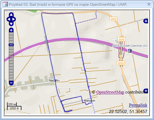 Ślad w formacie GPX na mapach